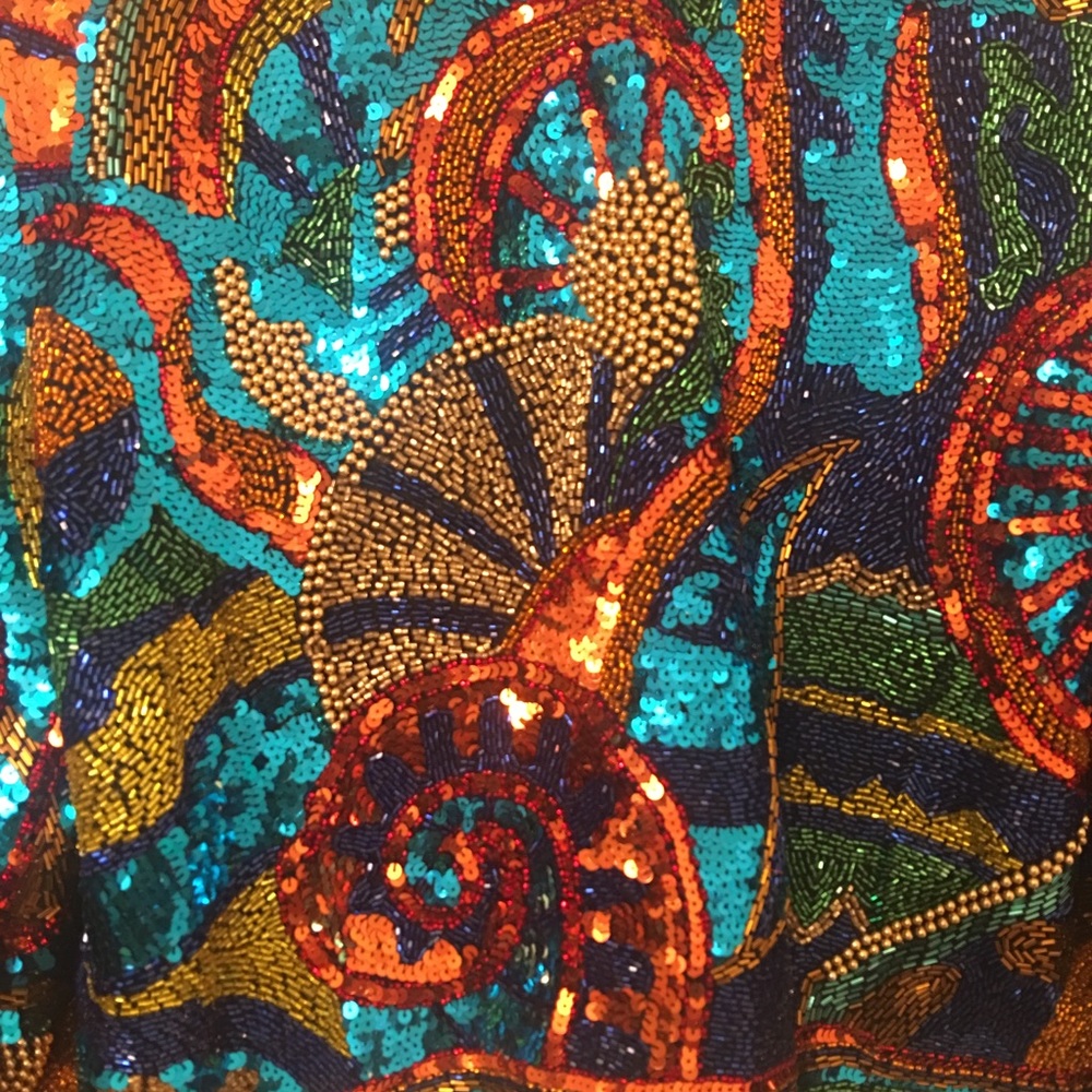 Oleg Cassini : Beaded Sequined Multi Color Jacket - image 4